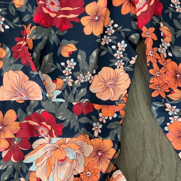 Ruffle hem floral orange boho gypsy maxi dress Ruffle Cottagecore - Picture 11 of 14